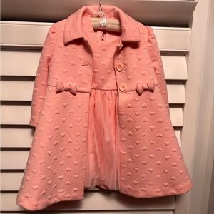 Charming Pink Kids Dress & Blazer set with Bow Accents